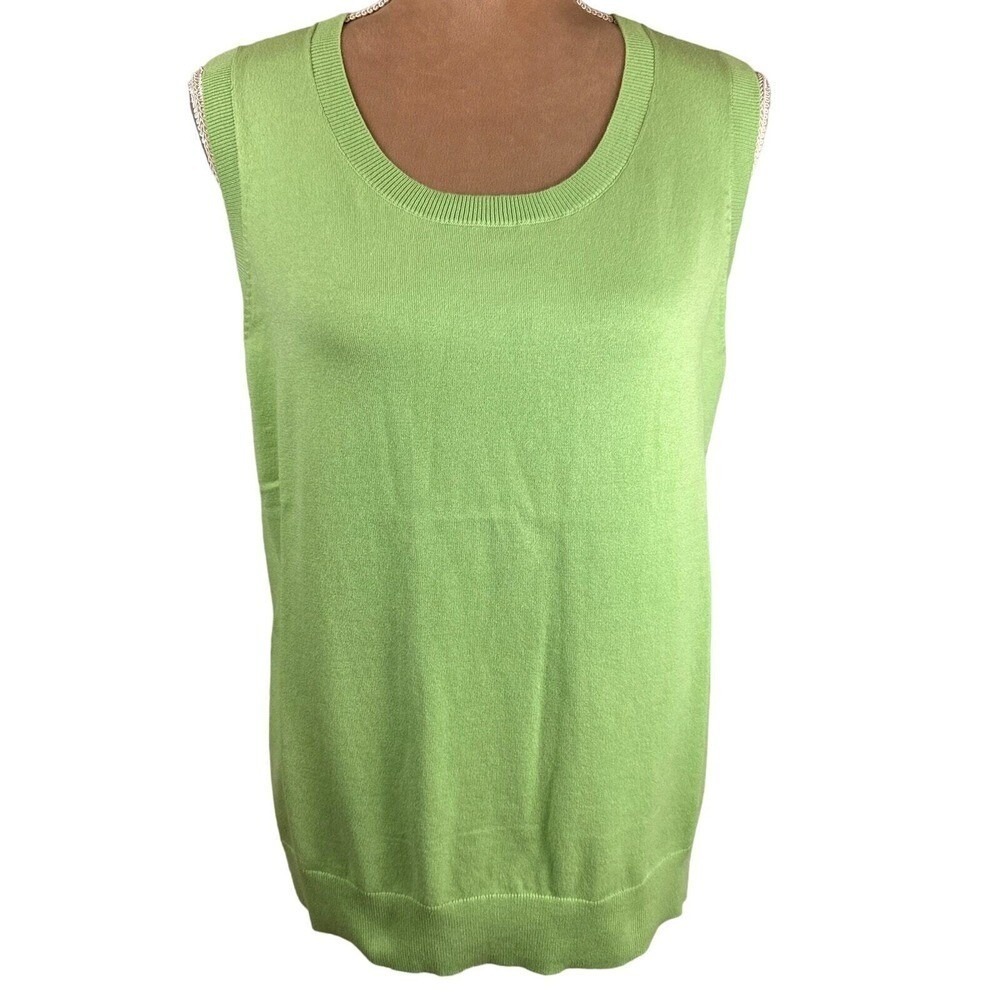 Talbots Sweater Vest Womens Sz 1X Pima Cotton Sleeveless Spring Green Office